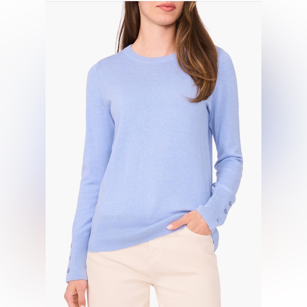 Halogen Button Cuff Crewneck Sweater Blue Size‎ Small